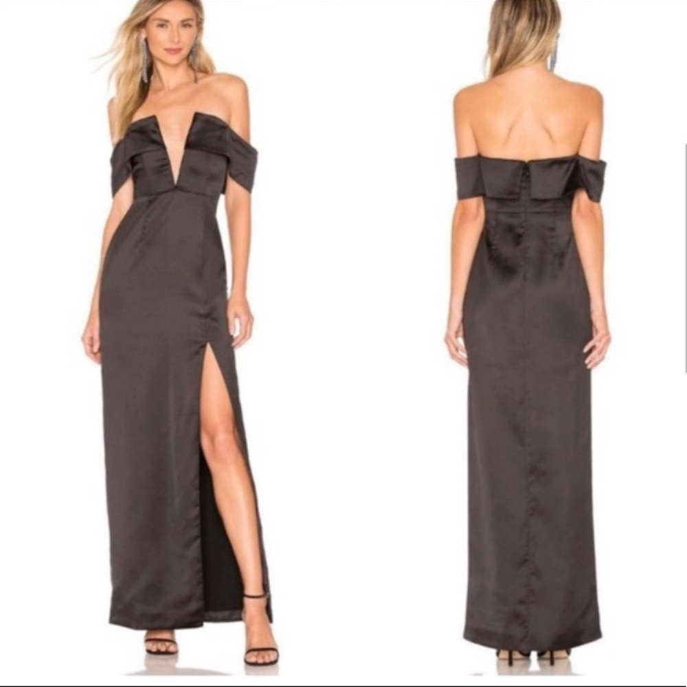 NBD black off the shoulder gown